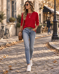 Janice Women's Crew Neck Top – Long Sleeves, Stretch Fabric & Regular Fit