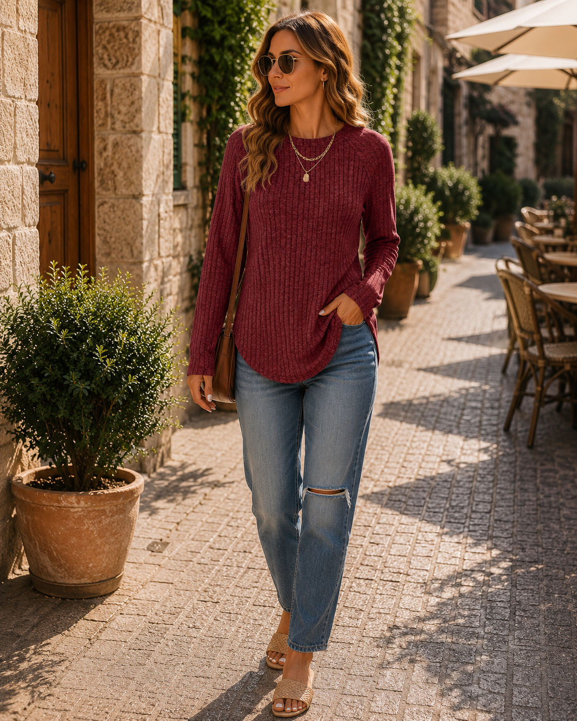 Ondine Women's Tunic Top – Asymmetric Hem, Side Slits & Comfortable Fit