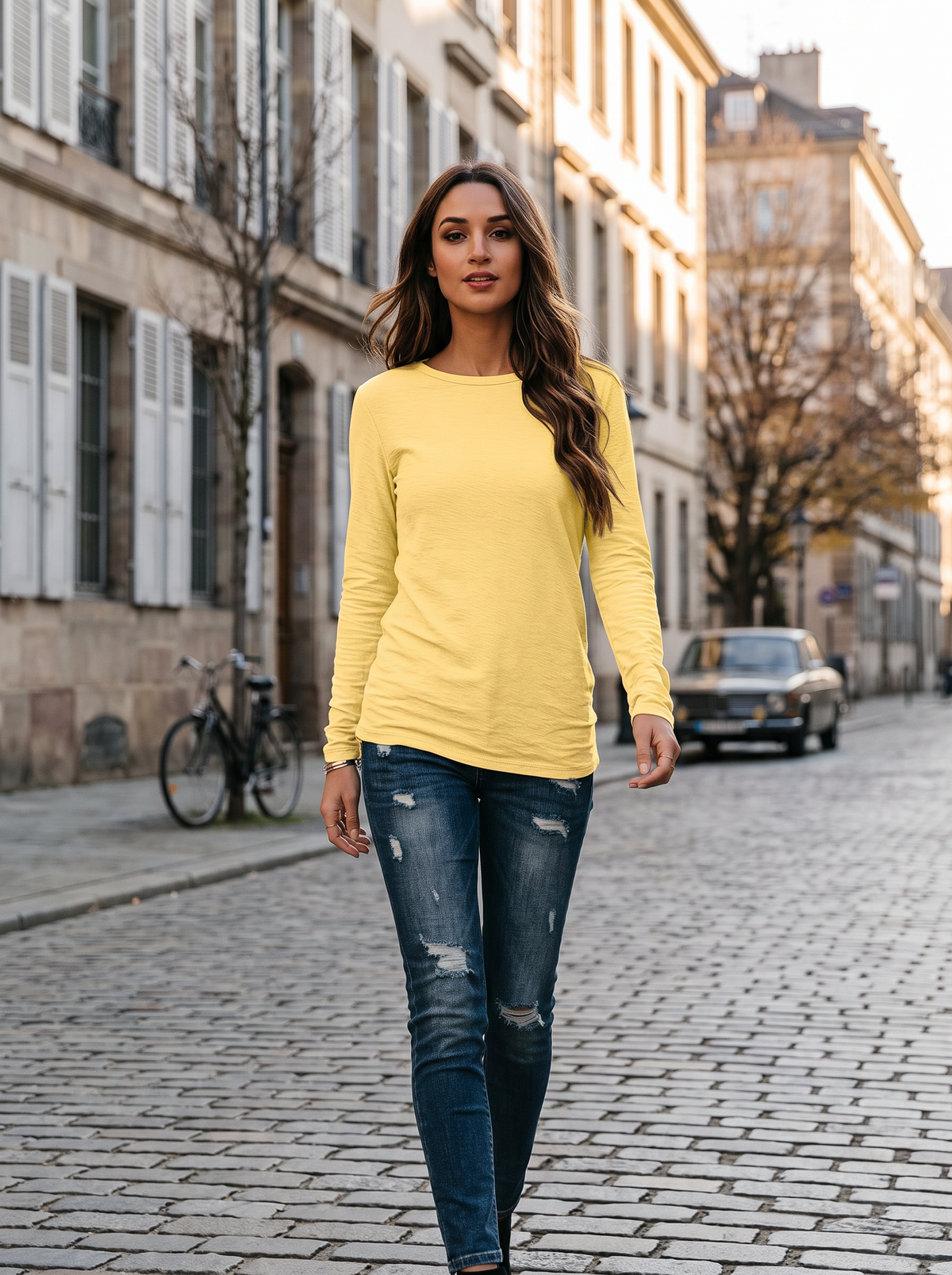 Lisa Women's Crew Neck Top – Slim Fit, Long Sleeves & 4-Way Stretch