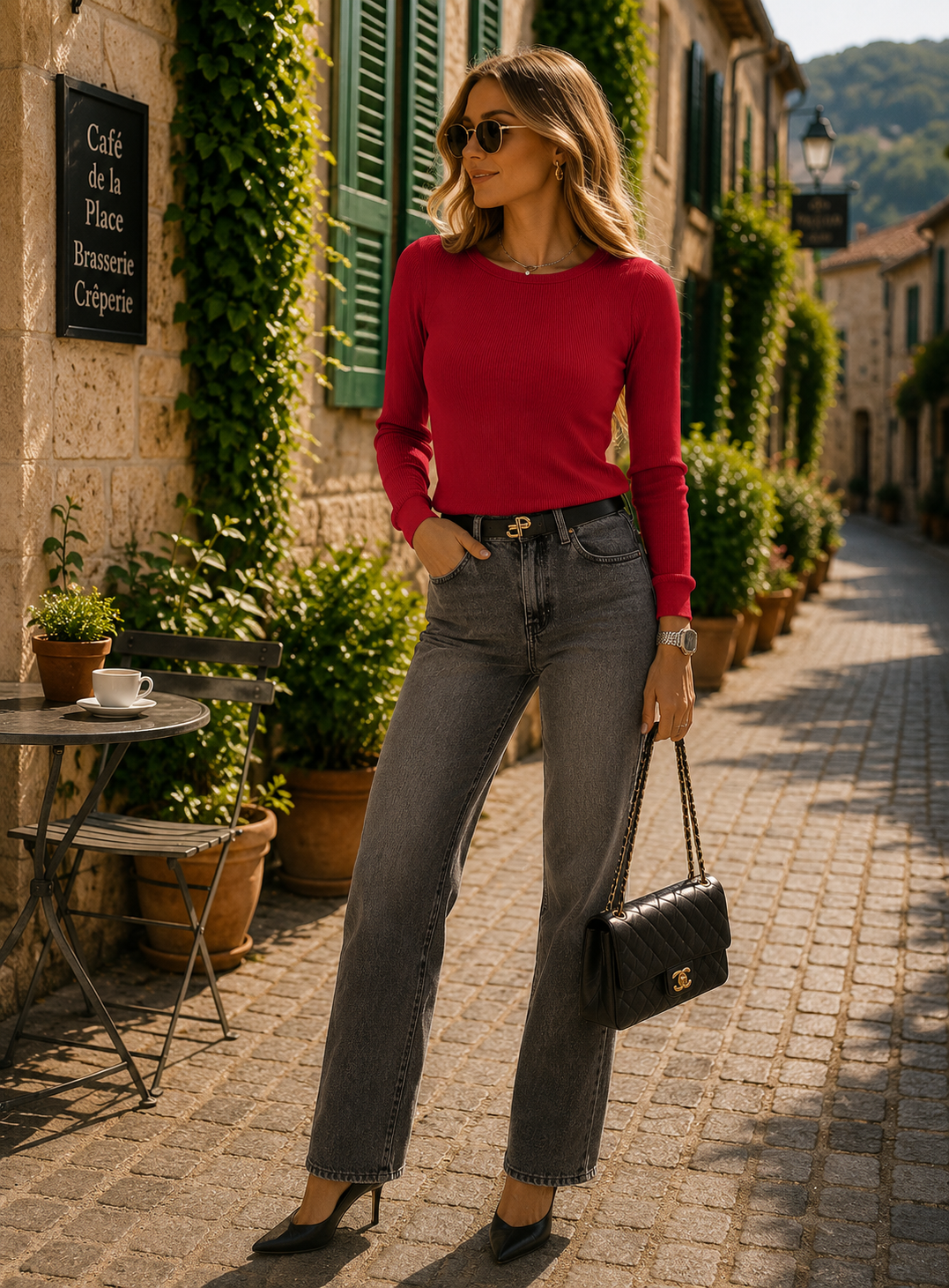 Kaspar Women's Crewneck Top – Full-Length Sleeves, Fitted Silhouette & Stretchy Material