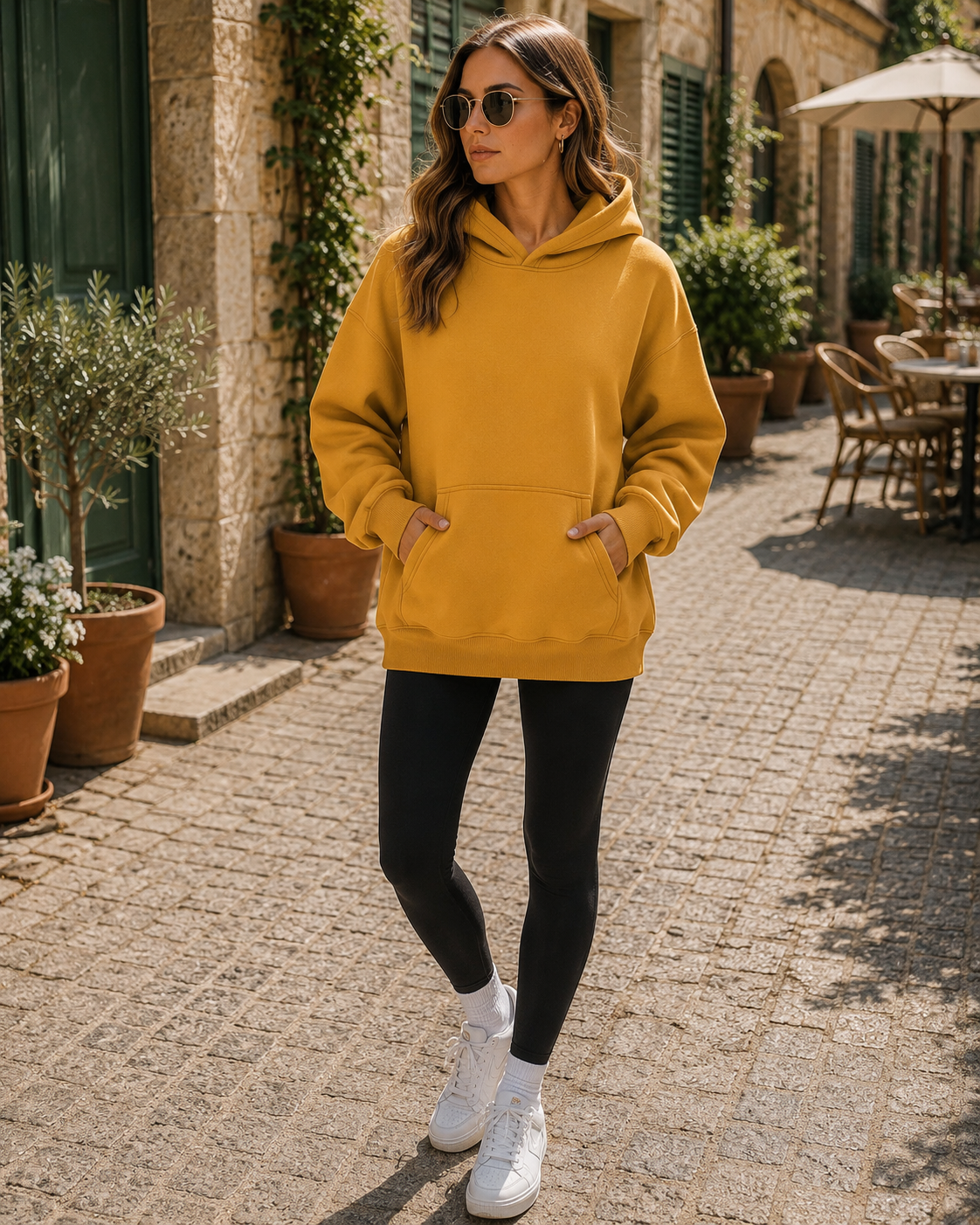 Magnhild Women's Fleece Hoodie – Loose Silhouette, Front Pouch Pocket & Dropped-Shoulder Design