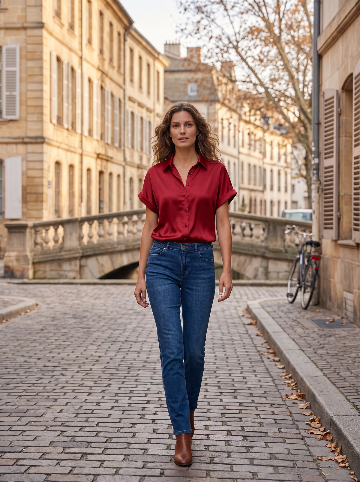 Gwendolyn Women's Satin Shirt – Tailored Fit, Button-Up Front & Lightweight Sheen
