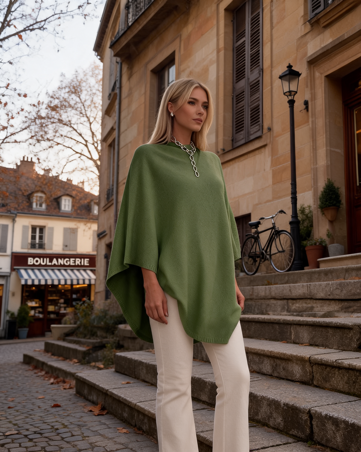 Frances Women's Knit Poncho Sweater – Boat Neck, Batwing Sleeves & Asymmetric Hem