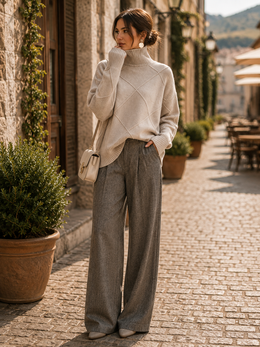 Mathilde Women's Oversized Turtleneck Sweater – Thick Knit, Wool Blend & Relaxed Silhouette