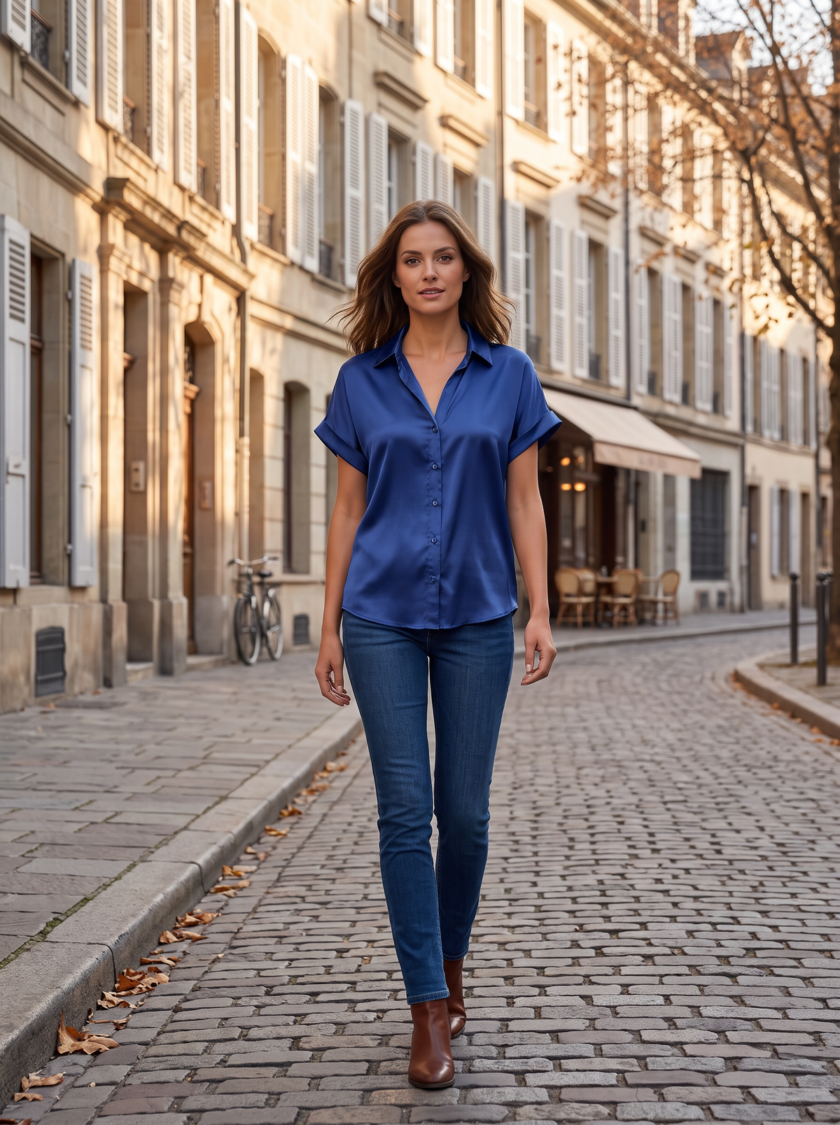 Gwendolyn Women's Satin Shirt – Tailored Fit, Button-Up Front & Lightweight Sheen