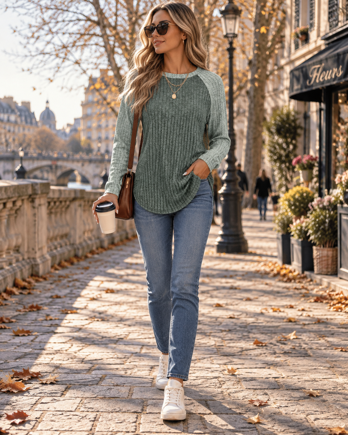 Kara Women's Ribbed Tunic Top – High-Low Hem, Side Slits & Lightweight Design