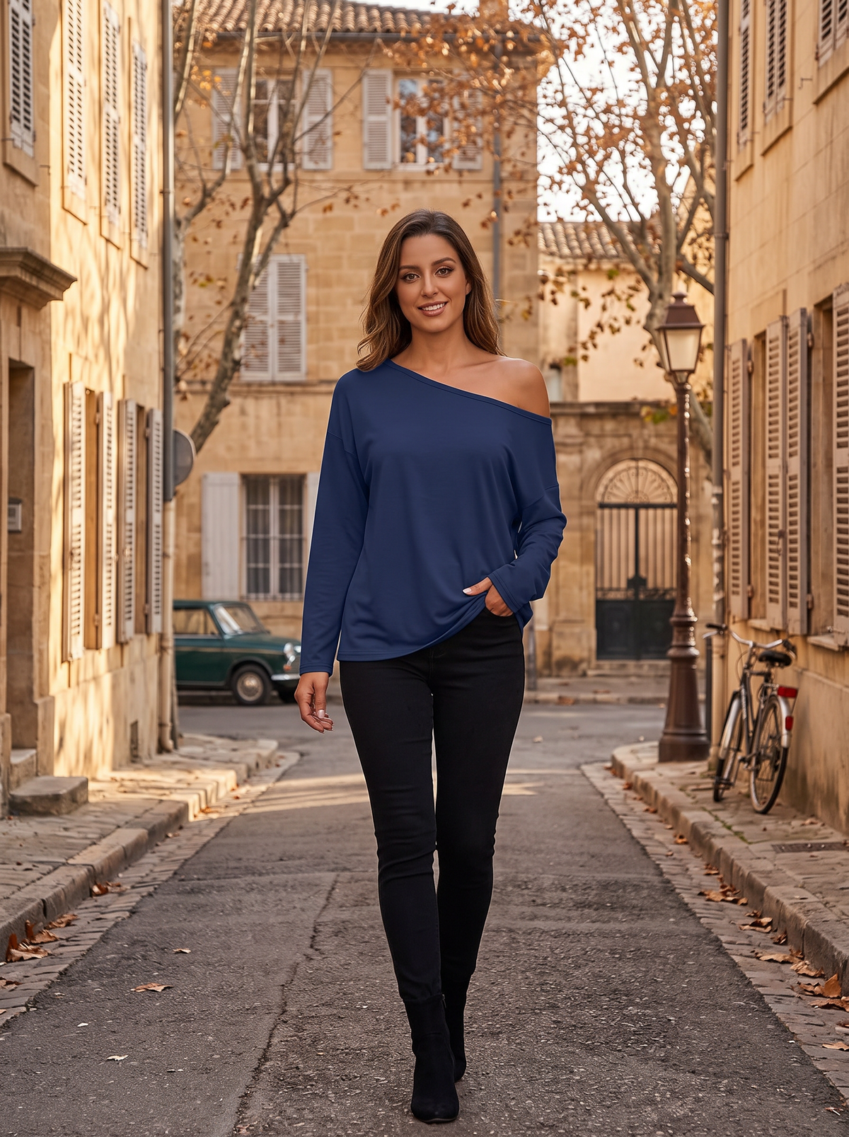 Nessa Women's Asymmetric Neck Top – One-Shoulder Style, Flexible Fabric & Roomy Fit