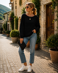 Oisin Women's Batwing Sweater – Round Neckline, Full-Length Sleeves & Comfortable Fit
