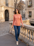 Lisa Women's Crew Neck Top – Slim Fit, Long Sleeves & 4-Way Stretch