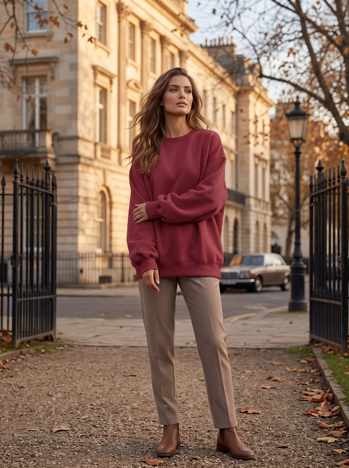 Amory Women's Oversized Fleece Sweatshirt – Round Neckline, Dropped-Shoulder Design & Full-Length Sleeves