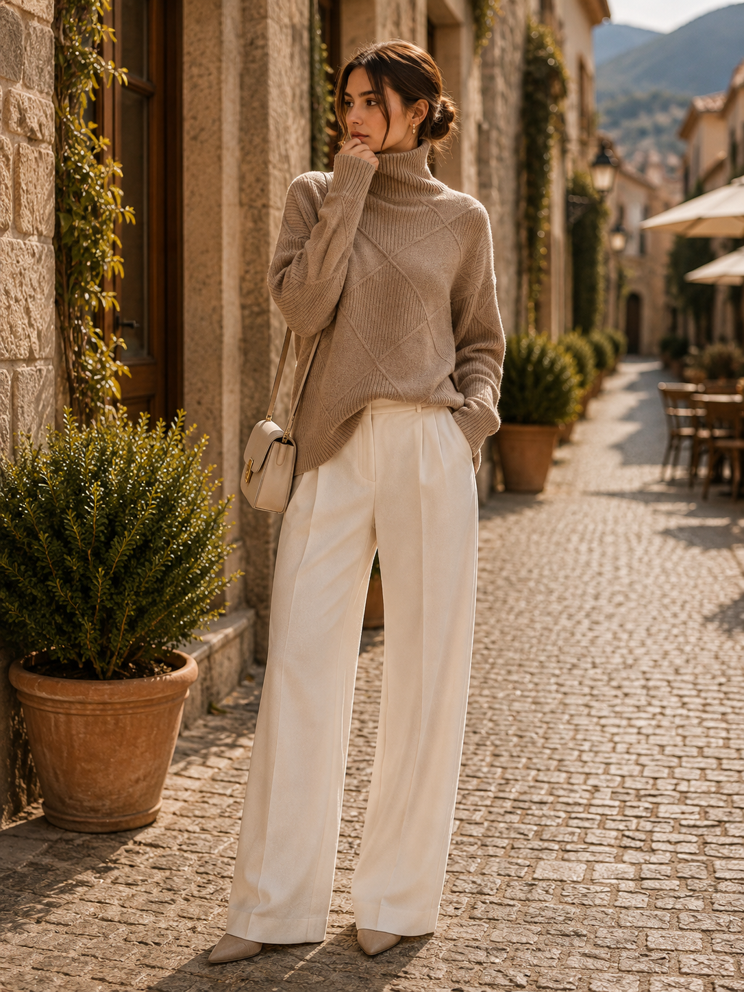 Mathilde Women's Oversized Turtleneck Sweater – Thick Knit, Wool Blend & Relaxed Silhouette