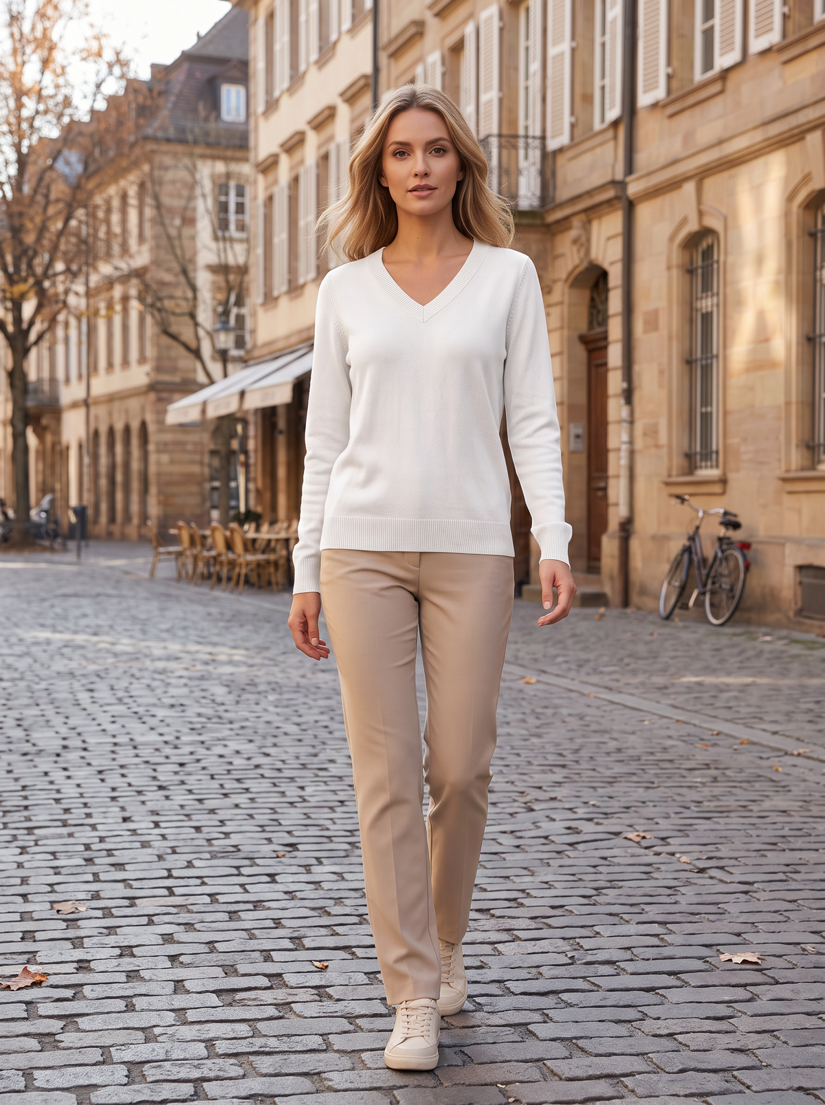 Rosemary Women's V-Neck Pullover Sweater – Long Sleeves & Ribbed Trims