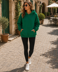 Magnhild Women's Fleece Hoodie – Loose Silhouette, Front Pouch Pocket & Dropped-Shoulder Design