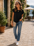 Leocadia Women's Crewneck Top – Extended Short-Sleeve Design, Easy Fit & Smooth Fabric