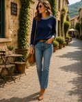 Jethro Women's Colour Block Sweater – Round Neckline, Full-Length Sleeves & Easy Fit