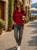 Godric Women's Henley Sweatshirt – V-Neckline, Ribbed Texture & Comfortable Fit