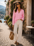 Xoana Women's Ruffle Collar Blouse – V-Neckline, Button-Up Front & Tailored Fit