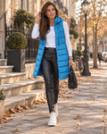 Solveig Women's Long Puffer Vest – With Hood, Sleeveless, Side Slits & Handy Pockets