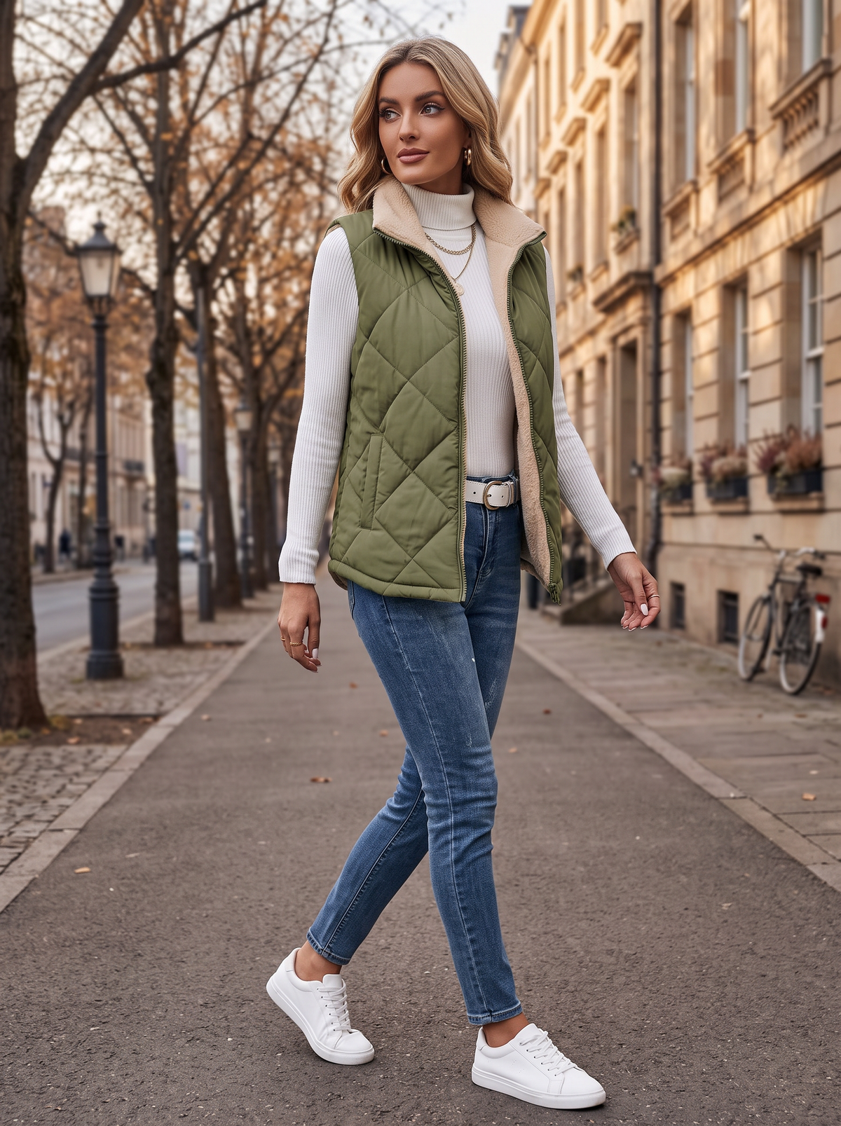 Wrenna Women's Quilted Puffer Vest – Mandarin Collar, Zip-Up Front & Handy Pockets
