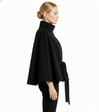 Kellyn Women's Wool Coat – Chic Mandarin Collar with Detachable Belt & Easy-Going Fit