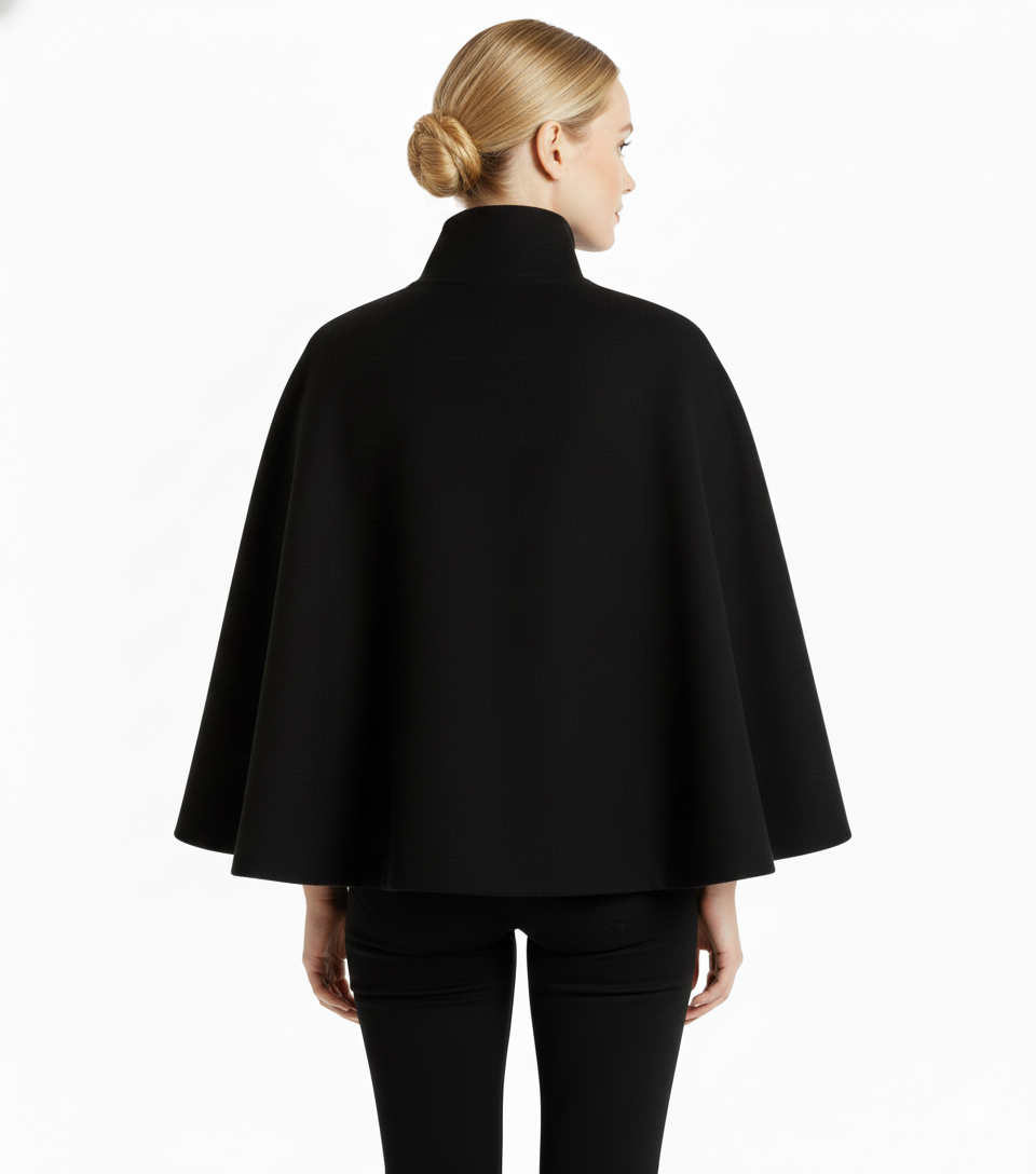 Kellyn Women's Wool Coat – Chic Mandarin Collar with Detachable Belt & Easy-Going Fit