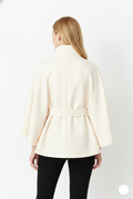 Kellyn Women's Wool Coat – Chic Mandarin Collar with Detachable Belt & Easy-Going Fit