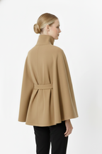 Kellyn Women's Wool Coat – Chic Mandarin Collar with Detachable Belt & Easy-Going Fit