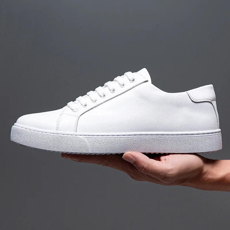 Solveig Men's Leather Sneakers – Sleek Genuine Leather Sneakers with a Cushioned Sole and Timeless Design