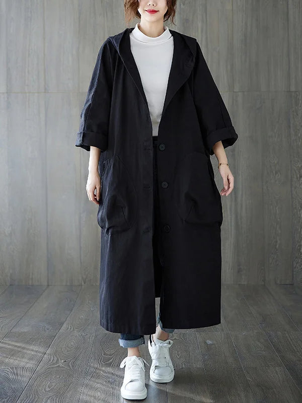 Kaspar Women's Trench Coat – Long With Hood Coat with an Sophisticated Fit for Rainy Days
