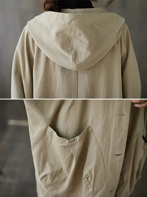 Kaspar Women's Trench Coat – Long With Hood Coat with an Sophisticated Fit for Rainy Days