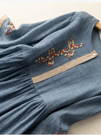 Tavish Women's Dress – Embroidered Cotton-Linen Dress with Ethnic-Inspired Design and Easy Fit