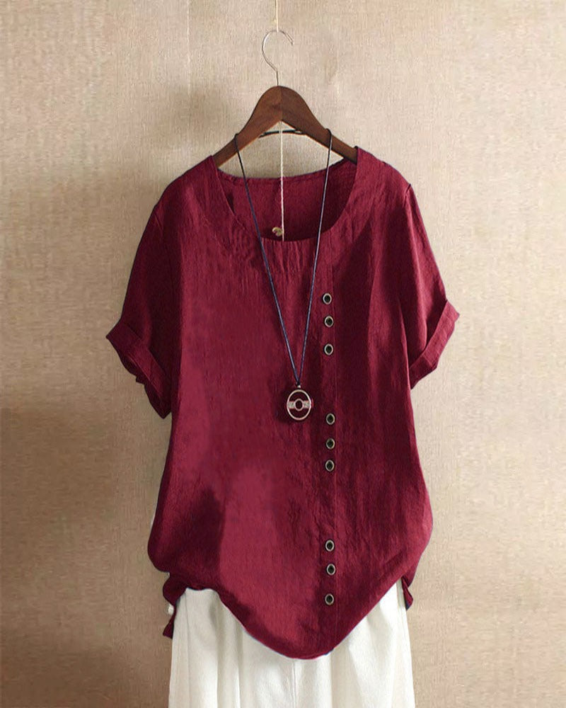 Vireo Women's Blouse – Lightweight Linen Blouse with Button-Up Front & Effortless Natural Look