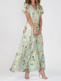 Cato Women's Long Dress – Chic Floral Print with an Sophisticated V-Neckline