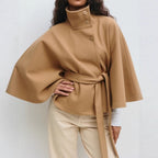 Saoirse Women's Cape Coat – High Collar & Adjustable Belt for Sophisticated Winter Warmth