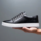 Solveig Men's Leather Sneakers – Sleek Genuine Leather Sneakers with a Cushioned Sole and Timeless Design