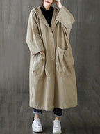 Kaspar Women's Trench Coat – Long With Hood Coat with an Sophisticated Fit for Rainy Days