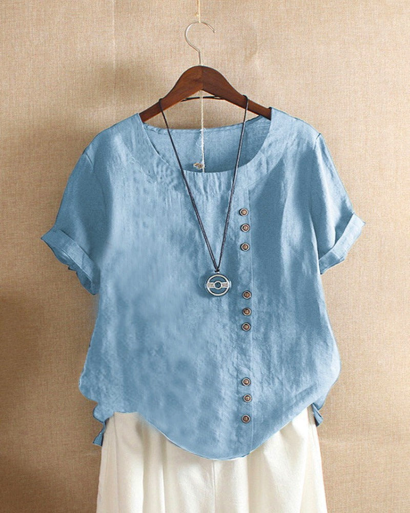 Vireo Women's Blouse – Lightweight Linen Blouse with Button-Up Front & Effortless Natural Look