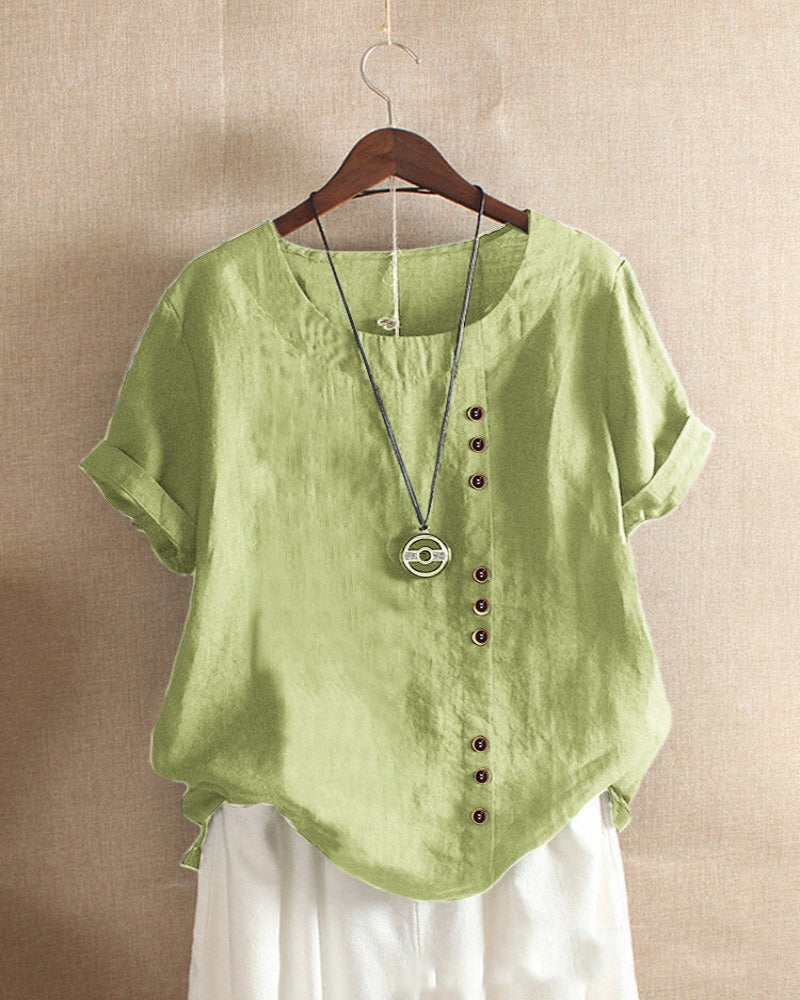 Vireo Women's Blouse – Lightweight Linen Blouse with Button-Up Front & Effortless Natural Look