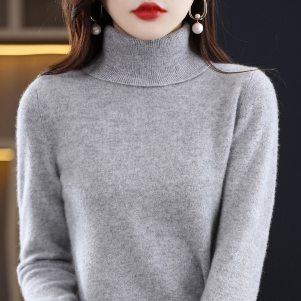 Delphinia Cashmere Turtleneck Sweater for Women – Premium Plush Knit for Warmth and Light Comfort