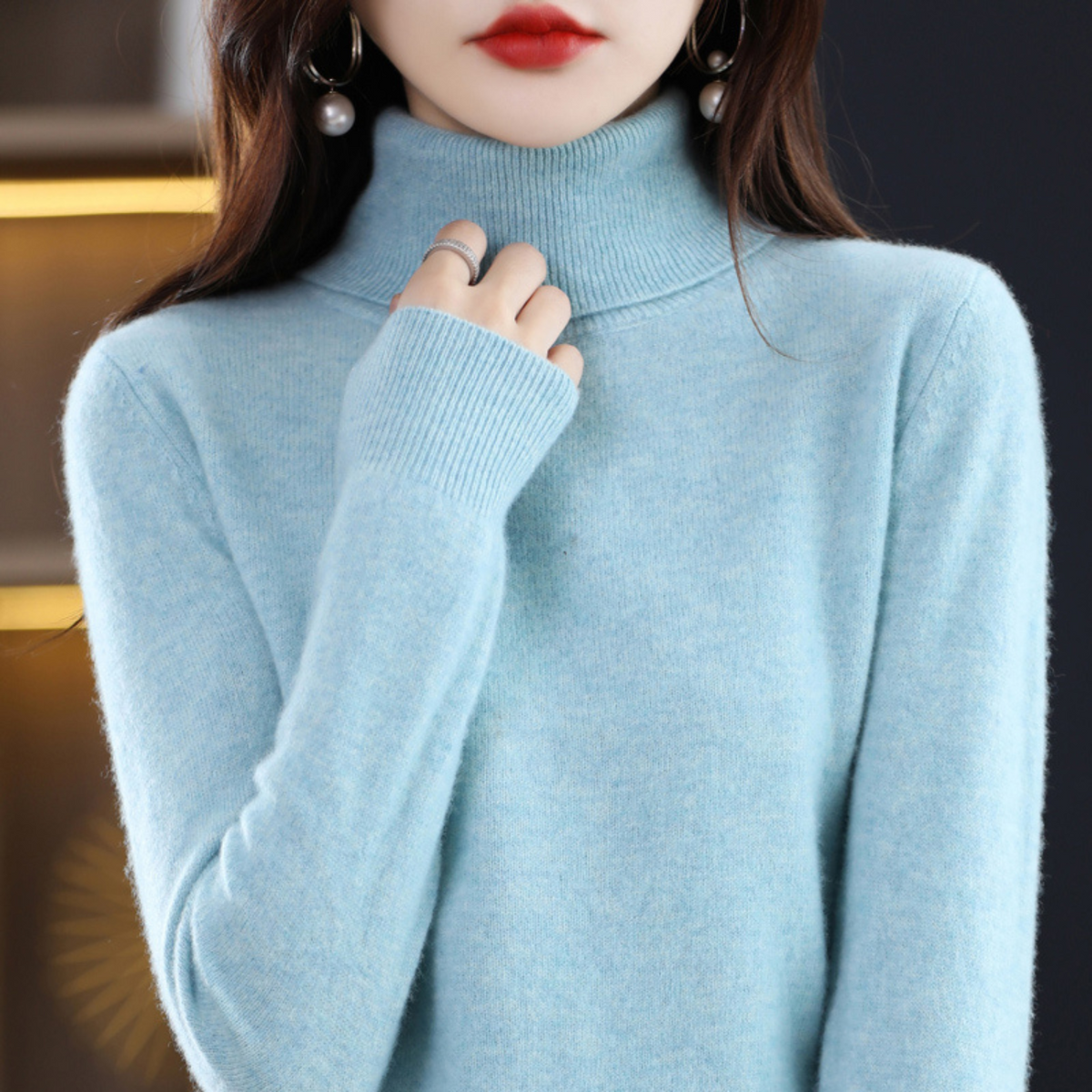 Delphinia Cashmere Turtleneck Sweater for Women – Premium Plush Knit for Warmth and Light Comfort
