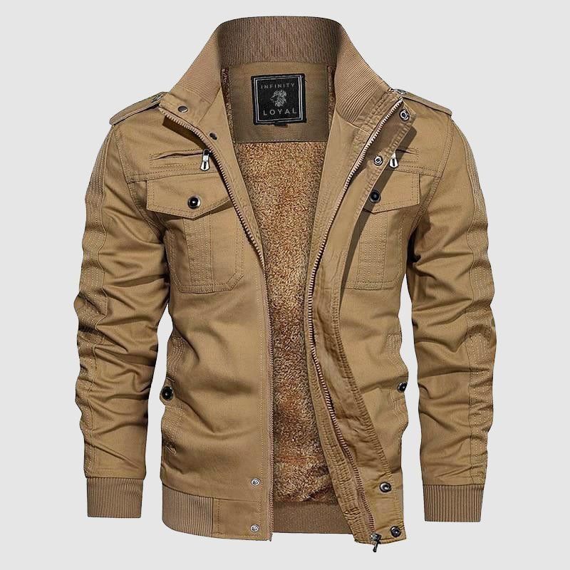Xerxine Bomber Jacket for Men – Cozy Pilot-Style Jacket with Fleece Lining & Mandarin Collar