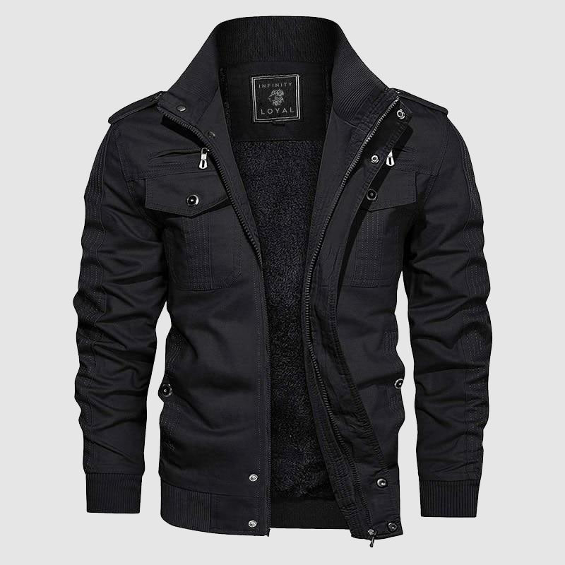 Xerxine Bomber Jacket for Men – Cozy Pilot-Style Jacket with Fleece Lining & Mandarin Collar