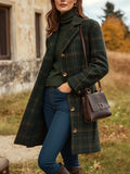 Ursella Women's Wool Coat – Long Sophisticated Plaid Coat with Fitted Cut & Lightweight Warmth