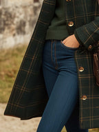 Ursella Women's Wool Coat – Long Sophisticated Plaid Coat with Fitted Cut & Lightweight Warmth
