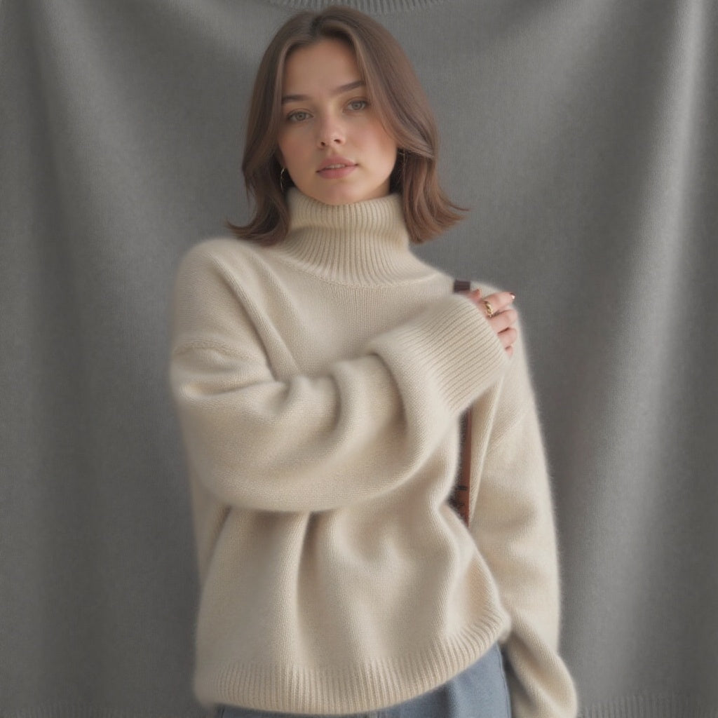 Torvald Women's Oversized Cashmere Turtleneck Sweater – Gentle, Insulating & Sophisticated