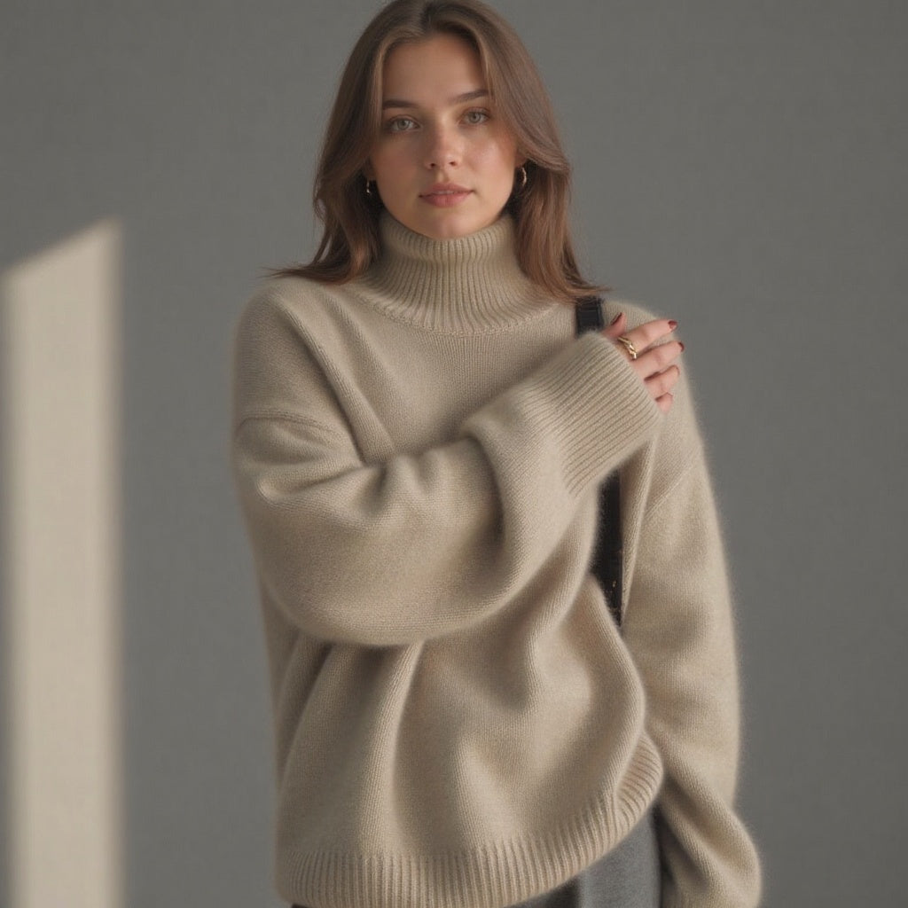Torvald Women's Oversized Cashmere Turtleneck Sweater – Gentle, Insulating & Sophisticated