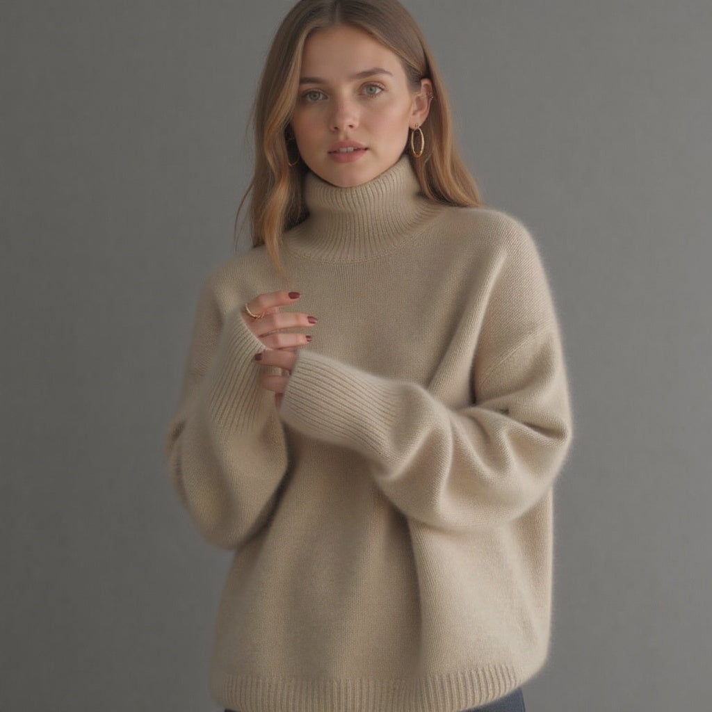 Torvald Women's Oversized Cashmere Turtleneck Sweater – Gentle, Insulating & Sophisticated