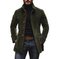 Valdemar Men's Corduroy Coat – Fitted Silhouette with Mandarin Collar & Sophisticated Side Slip Pockets