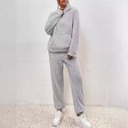 Torvald Women's Set – Gentle Fleece Pajamas with Hood & Relaxed Pants for Winter