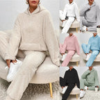 Torvald Women's Set – Gentle Fleece Pajamas with Hood & Relaxed Pants for Winter